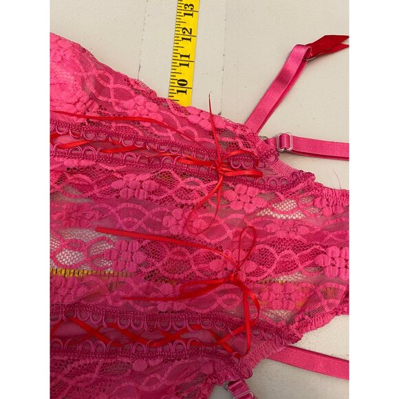 Shirley or Hollywood Lace Pink Teddy Garter Straps Small - Picture 8 of 8